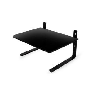 Suporte monitor reliza office ergonomico preto com vidro preto diagonal 2
