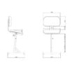Desenho tecnico banco ergonomico semi-sentado essential com encosto